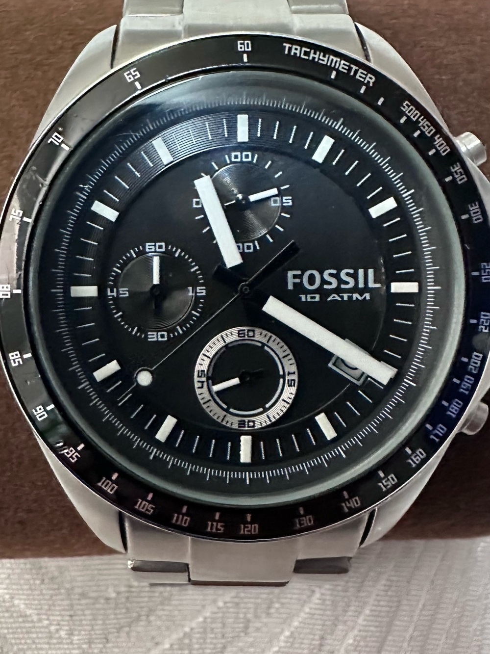 Fossil Black Dial Stainless Steel Men's Chronograph Watch
